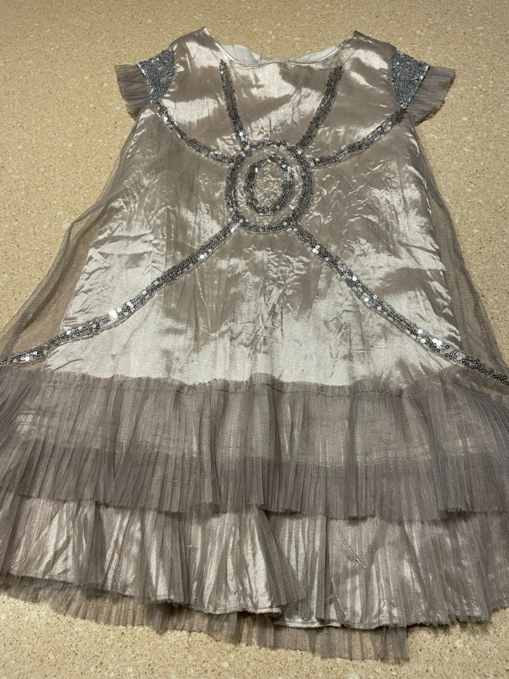 Mia Joy-Joyfolie Girls' Shimmery Gold Party Dress with Sequin Trim-1920’s